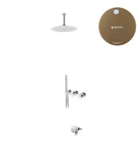 Bruma Avalon Bateria wannowo-natryskowa podtynkowa z deszczownicą sufitową Ø 250 mm napełnianiem przez przelew i słuchawką prysznicową Sunset 1892502SS