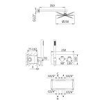 Bruma Avalon Bateria wannowo-natryskowa termostatyczna podtynkowa z deszczownicą Ø 250 mm słuchawką prysznicową i napełniaczem w przelewie Gunmetal 1843722MG