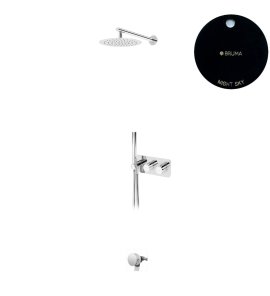 Bruma Avalon Bateria wannowo-natryskowa termostatyczna podtynkowa z deszczownicą Ø 250 mm słuchawką prysznicową i napełniaczem w przelewie Night Sky 1843722NS