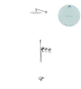 Bruma Avalon Bateria wannowo-natryskowa termostatyczna podtynkowa z deszczownicą Ø 250 mm słuchawką prysznicową i napełniaczem w przelewie Pure White 1843722PW