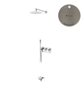 Bruma Avalon Bateria wannowo-natryskowa termostatyczna podtynkowa z deszczownicą Ø 250 mm słuchawką prysznicową i napełniaczem w przelewie Morning Mist 1843722MM