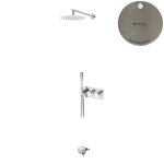 Bruma Avalon Bateria wannowo-natryskowa termostatyczna podtynkowa z deszczownicą Ø 250 mm słuchawką prysznicową i napełniaczem w przelewie Morning Mist 1843722MM