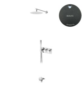 Bruma Avalon Bateria wannowo-natryskowa termostatyczna podtynkowa z deszczownicą Ø 250 mm słuchawką prysznicową i napełniaczem w przelewie Gunmetal 1843722MG