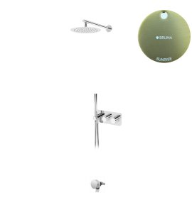 Bruma Avalon Bateria wannowo-natryskowa termostatyczna podtynkowa z deszczownicą Ø 250 mm słuchawką prysznicową i napełniaczem w przelewie Sunrise 1843722SR