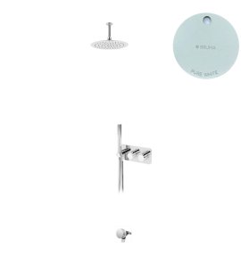 Bruma Avalon Bateria wannowo-natryskowa termostatyczna podtynkowa z deszczownicą Ø 250 mm słuchawką prysznicową i napełniaczem w przelewie Pure White 1843822PW