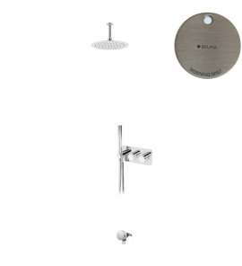 Bruma Avalon Bateria wannowo-natryskowa termostatyczna podtynkowa z deszczownicą Ø 250 mm słuchawką prysznicową i napełniaczem w przelewie Morning Mist 1843822MM