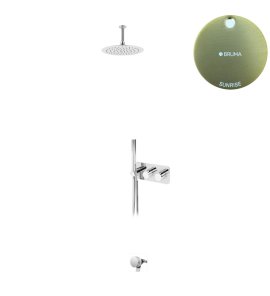 Bruma Avalon Bateria wannowo-natryskowa termostatyczna podtynkowa z deszczownicą Ø 250 mm słuchawką prysznicową i napełniaczem w przelewie Sunrise 1843822SR