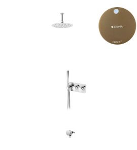 Bruma Avalon Bateria wannowo-natryskowa termostatyczna podtynkowa z deszczownicą Ø 250 mm słuchawką prysznicową i napełniaczem w przelewie Sunset 1843822SS