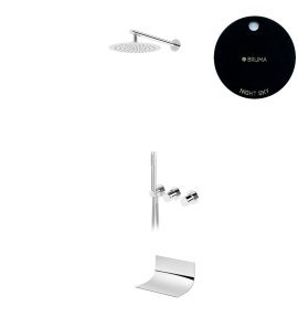 Bruma Avalon Bateria wannowo-natryskowa podtynkowa z deszczownicą Ø 250 mm wylewką i słuchawką prysznicową Night Sky 1893551NS