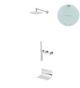 Bruma Avalon Bateria wannowo-natryskowa podtynkowa z deszczownicą Ø 250 mm wylewką i słuchawką prysznicową Pure White 1893551PW