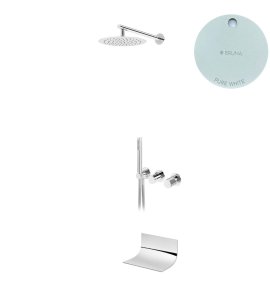 Bruma Avalon Bateria wannowo-natryskowa podtynkowa z deszczownicą Ø 250 mm wylewką i słuchawką prysznicową Pure White 1892402PW
