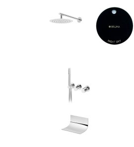 Bruma Avalon Bateria wannowo-natryskowa podtynkowa z deszczownicą Ø 250 mm wylewką i słuchawką prysznicową Night Sky 1892403NS