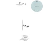 Bruma Avalon Bateria wannowo-natryskowa podtynkowa z deszczownicą Ø 250 mm wylewką i słuchawką prysznicową Pure White 1892403PW