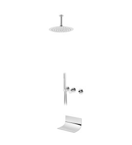 Bruma Avalon Bateria wannowo-natryskowa podtynkowa z deszczownicą sufitową Ø 250 mm wylewką i słuchawką prysznicową Chrom 1892503CR