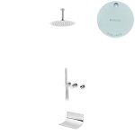 Bruma Avalon Bateria wannowo-natryskowa podtynkowa z deszczownicą sufitową Ø 250 mm wylewką i słuchawką prysznicową Pure White 1892503PW