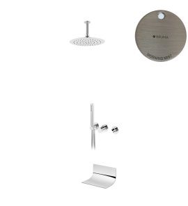 Bruma Avalon Bateria wannowo-natryskowa podtynkowa z deszczownicą sufitową Ø 250 mm wylewką i słuchawką prysznicową Morning Mist 1892503MM