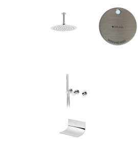 Bruma Avalon Bateria wannowo-natryskowa podtynkowa z deszczownicą sufitową Ø 250 mm wylewką i słuchawką prysznicową Morning Mist 1892504MM