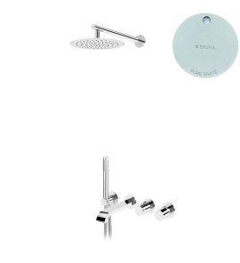 Bruma Avalon Bateria wannowo-natryskowa podtynkowa z deszczownicą Ø 250 mm i słuchawką prysznicową Pure White 1893031PW