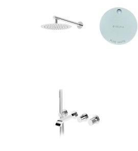 Bruma Avalon Bateria wannowo-natryskowa podtynkowa z deszczownicą Ø 250 mm i słuchawką prysznicową Pure White 1892404PW