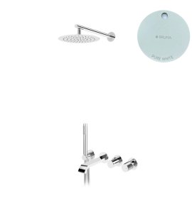 Bruma Avalon Bateria wannowo-natryskowa podtynkowa z deszczownicą Ø 250 mm i słuchawką prysznicową Pure White 1892405PW