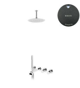 Bruma Avalon Bateria wannowo-natryskowa podtynkowa z deszczownicą sufitową Ø 250 mm i słuchawką prysznicową Gunmetal 1893331MG
