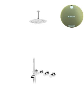 Bruma Avalon Bateria wannowo-natryskowa podtynkowa z deszczownicą sufitową Ø 250 mm i słuchawką prysznicową Sunrise 1893331SR