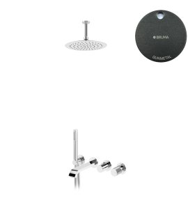 Bruma Avalon Bateria wannowo-natryskowa podtynkowa z deszczownicą sufitową Ø 250 mm i słuchawką prysznicową Gunmetal 1892505MG