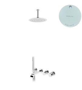 Bruma Avalon Bateria wannowo-natryskowa podtynkowa z deszczownicą sufitową Ø 250 mm i słuchawką prysznicową Pure White 1892506PW
