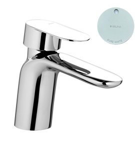 Bruma Spring Bateria umywalkowa jednootworowa z korkiem Click-Clack Pure White 1120110PW