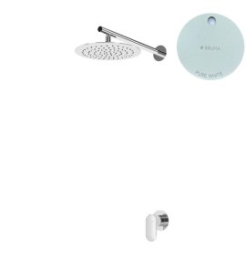 Bruma Spring Zestaw natryskowy podtynkowy Ø 250 mm z ramieniem ściennym Pure White 1127602PW