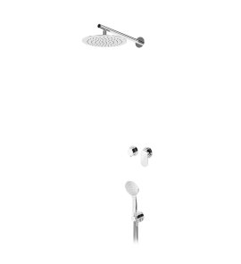 Bruma Spring Zestaw natryskowy z deszczownicą Ø 250 mm ścienną i słuchawką prysznicową Chrom 1127400CR