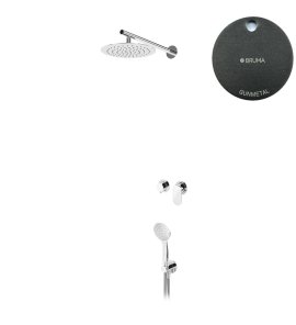 Bruma Spring Zestaw natryskowy z deszczownicą Ø 250 mm ścienną i słuchawką prysznicową Gunmetal 1127400MG