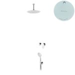 Bruma Spring Zestaw natryskowy z deszczownicą Ø 250 mm sufitową i słuchawką prysznicową Pure White 1127500PW