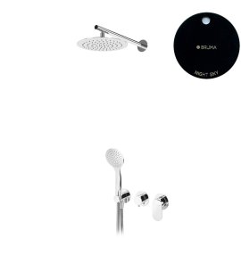 Bruma Spring Zestaw natryskowy z deszczownicą Ø 250 mm ścienną i słuchawką prysznicową Night Sky 1125721NS