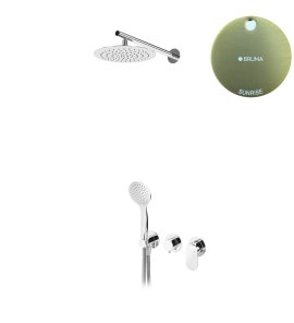 Bruma Spring Zestaw natryskowy z deszczownicą Ø 250 mm ścienną i słuchawką prysznicową Sunrise 1125721SR