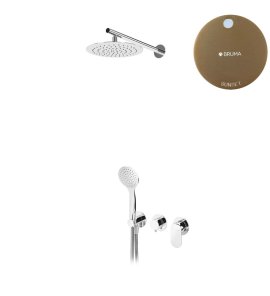 Bruma Spring Zestaw natryskowy z deszczownicą Ø 250 mm ścienną i słuchawką prysznicową Sunset 1125721SS
