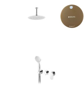 Bruma Spring Zestaw natryskowy z deszczownicą Ø 250 mm sufitową i słuchawką prysznicową Sunset 1125821SS