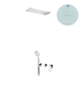 Bruma Spring Zestaw natryskowy z deszczownicą ścienną i słuchawką prysznicową Pure White 1125741PW