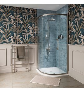Burlington Classique Kabina prysznicowa półokrągła, drzwi suwane 90x90x200 brushed nickel CQQSLC0900