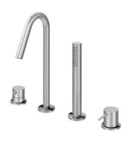 Bruma X-Alpha Bateria 4-otworowa wannowa na brzeg wanny Satin stainless steel 1869902IS