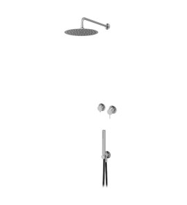 Bruma X-Alpha Zestaw natryskowy podtynkowy z deszczownicą Ø 250 mm na ramieniu ściennym Satin stainless steel 1863601IS