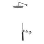   Bruma X-Alpha Zestaw natryskowy podtynkowy z deszczownicą Ø 250 mm na ramieniu ściennym Satin stainless steel 1867822IS 