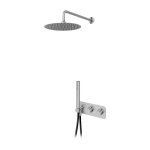 Bruma X-Alpha Zestaw natryskowy termostatyczny podtynkowy z deszczownicą Ø 250 mm na ramieniu ściennym Satin stainless steel 1865911IS