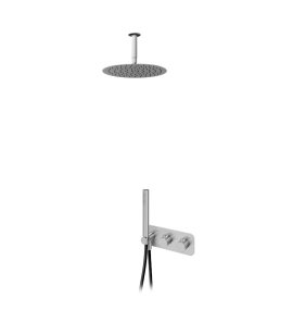Bruma X-Alpha Zestaw natryskowy termostatyczny podtynkowy z deszczownicą Ø 250 mm na ramieniu sufitowym Satin stainless steel 1866011IS