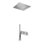 Bruma X-Alpha Zestaw natryskowy termostatyczny podtynkowy z deszczownicą 500x500 mm Satin stainless steel 1863814IS