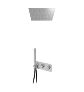 Bruma X-Alpha Zestaw natryskowy termostatyczny podtynkowy z deszczownicą 500x500 mm Satin stainless steel 1863812IS