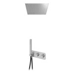 Bruma X-Alpha Zestaw natryskowy termostatyczny podtynkowy z deszczownicą 500x500 mm Satin stainless steel 1863812IS