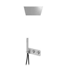 Bruma X-Alpha Zestaw natryskowy termostatyczny podtynkowy z deszczownicą 380x380 mm Satin stainless steel 1863813IS