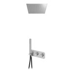 Bruma X-Alpha Zestaw natryskowy termostatyczny podtynkowy z deszczownicą 380x380 mm Satin stainless steel 1863813IS