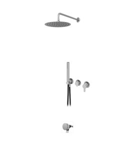 Bruma X-Alpha Zestaw wannowo-natryskowy podtynkowy z deszczownicą Ø 250 mm na ramieniu ściennym Satin stainless steel 1863511IS